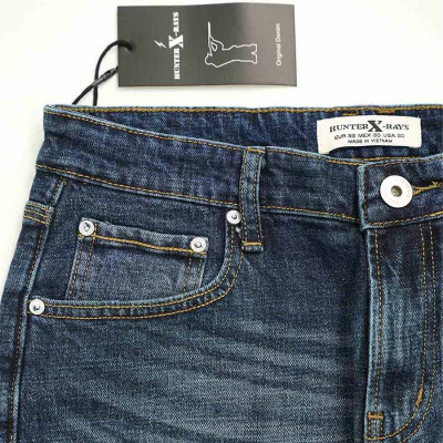 Quần Short Jeans Nam Rách Cao Cấp HUNTER X-RAYS Form Slimfit Thun Màu Xanh S60