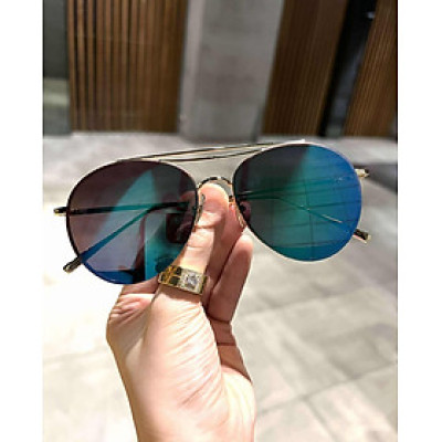 Kính râm nam nữ thời trang chống nắng Mắt xanh tráng gương form nhỏ sành điệu