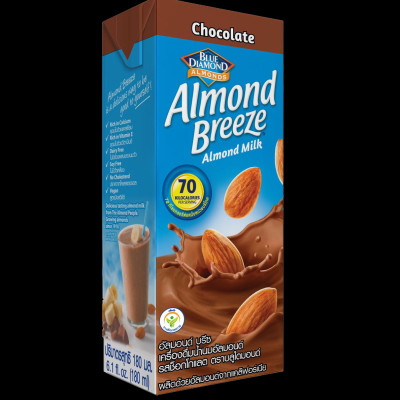 Blue Diamond - Thùng Sữa Hạt Hạnh Nhân ALMOND BREEZE vị Chocolate 180ml x 24 Hộp