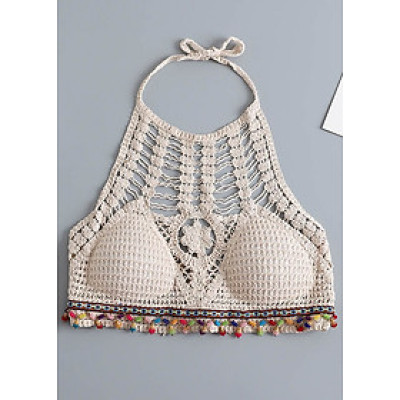 Áo bikini len móc đi biển cực xinh, sợi len cotton dai khỏe, thoáng mát, hàng đẹp, mẫu mới nhất, đồ bơi len nữ xinh xắn | BL003