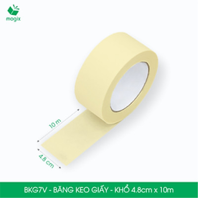 BKG7V - Block 6 cuộn băng keo giấy khổ 4.8cm x 10m - Băng dính giấy viết được, chặn màu sơn