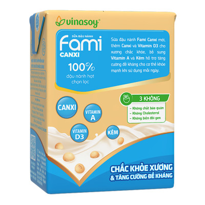 Thùng sữa đậu nành Vinasoy Fami Canxi Nguyên vị (200ml x 36 hộp
