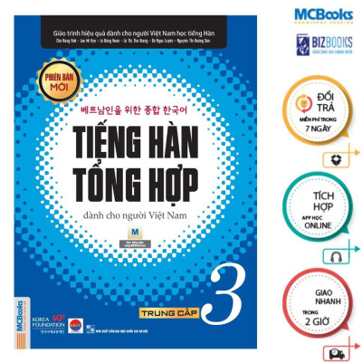 Sách - Tiếng Hàn Tổng Hợp Trung Cấp 3 + 4 - Sách Bài Học - Bản Đen Trắng - MCBooks
