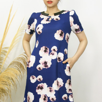 Đầm trung niên bigsize (50kg-90kg) - Đầm suông in hoa 3D cực đẹp