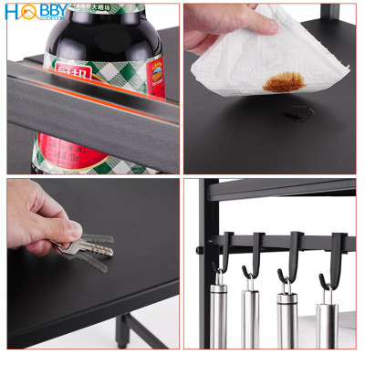 Kệ lò vi sóng 1 tầng điều chỉnh inox sơn đen Hobby home decor KVS1