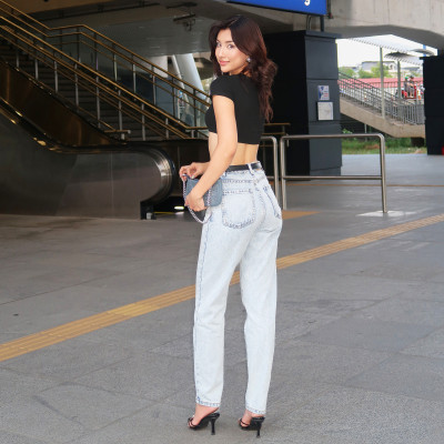 Quần Mom Jeans Lưng Cao Màu Lucy Blue Aaa Jeans
