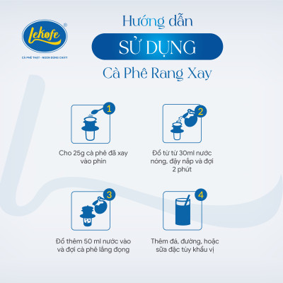 Cà phê rang xay Bình Minh Lekofe 100% Robusta Đắng đậm chát nhẹ Túi 500gram