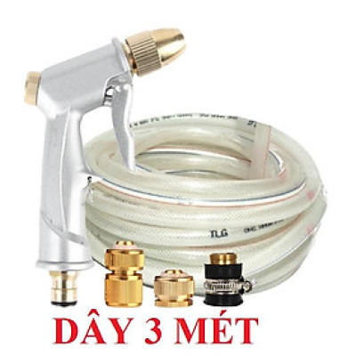 ️Evoucher Bộ dây vòi xịt nước rửa xe, tưới cây ,tăng áp 3 lần,loại 3m,5m 206701 đầu đồng,cút đồng,nối đồng+  mở chai