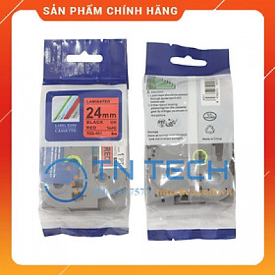 Nhãn In Tz2-451 - Đen nền đỏ 24mm x 8m - Dùng cho máy in BROTHER - AIMO - PUTY [Hàng Nhập Khẩu]