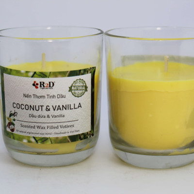 Nến Thơm, Tinh Dầu Coconut-Vanilla, Nến Thơm Phòng, [Ly 300g], Đến Từ Shop R2D, Làm Từ Thành Phần Tự Nhiên, Lành Tính.