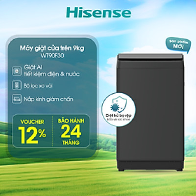 |SP MỚI 2025| Máy giặt Hisense 9kg WT90F30 Giặt AI thông minh, Bảo hành 2 năm, Giao hàng toàn quốc - HÀNG CHÍNH HÃNG