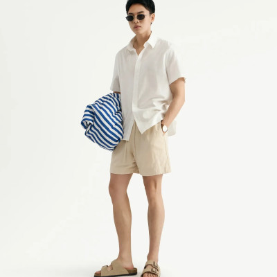 Quần Short Vải texture Lưng Thun Dây Rút Trơn Form Loose - RT 10S25PSH051 | ROUTINE CÀ MAU