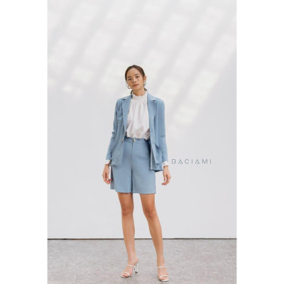 Baciami-Áo Trắng Cổ Lọ Nhún Bèo