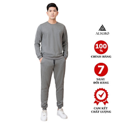 Bộ nỉ cổ tròn màu ghi nhạt ALIGRO BN.14