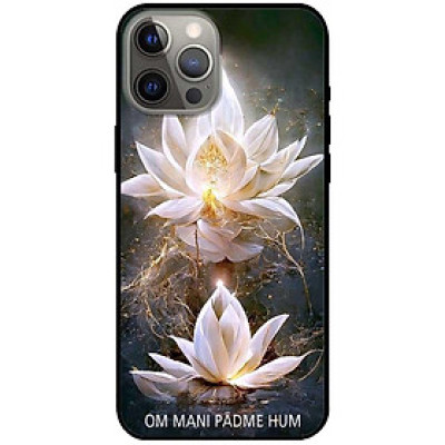 Ốp lưng dành cho Iphone 12 - 12 Pro - 12 Pro Max - 13 Mini - 13 - 13 Pro - 13 Pro Max - Om Mani Sen Trắng - Hàng Chính Hãng