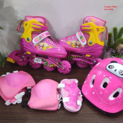 Giày patin combo giày đầy đủ phụ kiện cho bé, 8 bánh đèn phát sáng Centosy 9062