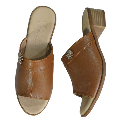 Dép Nữ Quai Ngang Cao Gót HÀ NAM Da Bò Thật Thời Trang Cao Cấp 3cm DNU2175