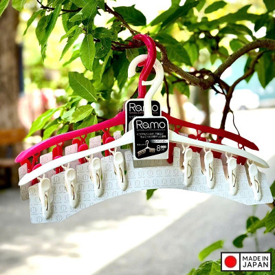 Móc phơi quần áo 8 kẹp Kokubo Ramo - Hàng nội địa Nhật Bản