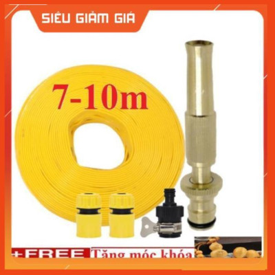 Bộ dây vòi xịt nước rửa xe, tưới cây . tăng áp 3 lần, loại 7m, 10m 206587 cút sập+tặng móc khoá