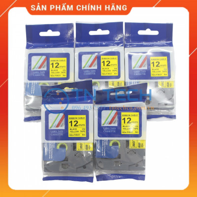 Nhãn In HZE-FX631 - Đen nền vàng 12mm x 8m - Dùng cho máy in BROTHER - AIMO - PUTY [Hàng nhập khẩu]