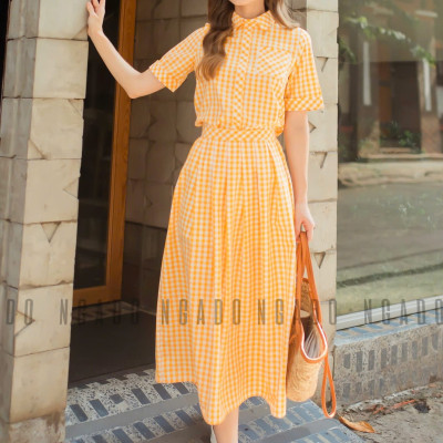 Set sơ mi caro vàng NGADO