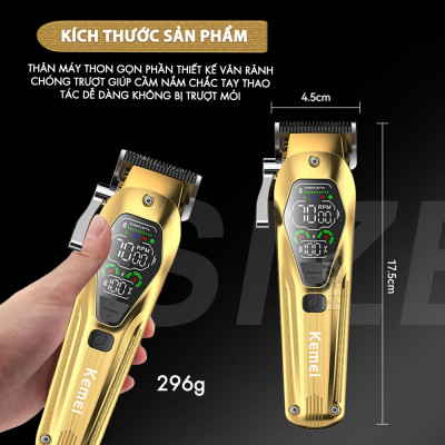 Tông đơ cắt tóc chuyên nghiệp Kemei KM-1698 lưỡi cắt mạ carbon DLC cao cấp công suất siêu mạnh 10W - Chính hãng