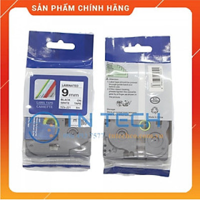 Nhãn In HZE-221 - Đen nền trắng 9mm x 8m - Dùng cho máy in BROTHER - AIMO - PUTY [Hàng nhập khẩu]