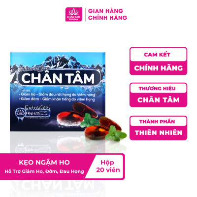 [Chính Hãng] Kẹo ngậm ho Chân Tâm Hộp 20 Viên - Hỗ Trợ Giảm Ho, Đờm, Đau Họng