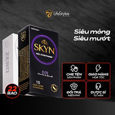 Bao cao su mỏng khít LifeStyles Zero - Trơn êm -  Hộp 3 bao