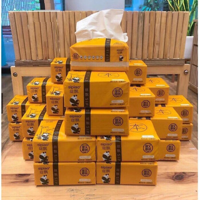 Giấy ăn gấu trúc chính hãng, an toàn khi sử dụng, sợi tre không chất tẩy trắng không mùi ( gói 300 tờ )