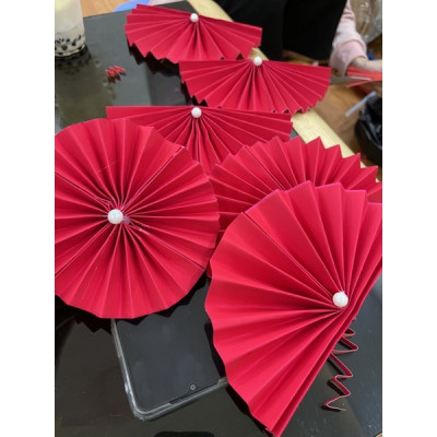 Quạt làm oản - quạt giấy - nhiều kích thước - Cây giả, hoa lụa trang trí nhà cửa