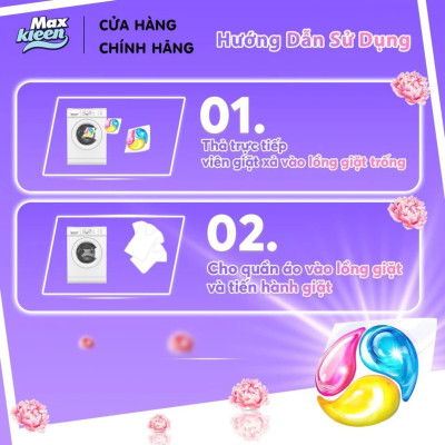 Túi Viên Giặt Xả MaxKleen 2 Trong 1 Hương Dấu Ấn Ngọt Ngào (34 viên/ túi)