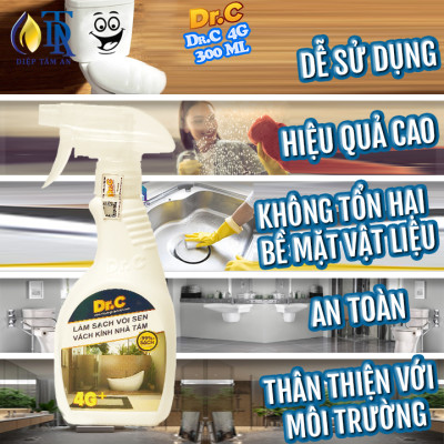 Combo Nước Lau Bếp Đa Năng,Tẩy Xoong Nồi Siêu Sạch+Tẩy Cặn Canxi Nhà Tắm,Tẩy Vách Kính Vòi Sen Inox,Tẩy Ố Vàng Nhà Vệ Sinh 4G Dr.C