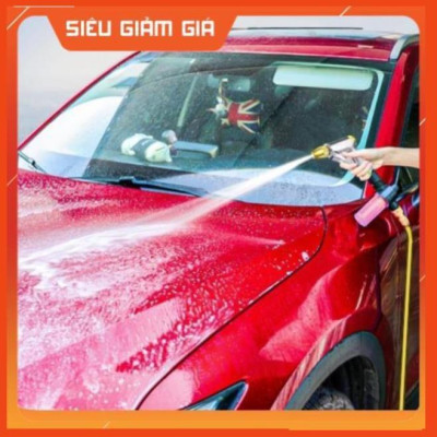 Bộ dây vòi xịt nước rửa xe, tưới cây . tăng áp 3 lần, loại 15m 206236 đầu đồng,cút,nối vàng+ tặng đai