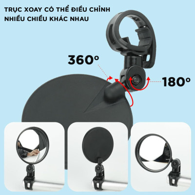 Gương Xe Đạp Kính Chiếu Hậu Tháo Rời Tiên Lợi Kính Lồi 8 Cm Cho Tầm Nhìn Rộng Cleacco Boro Sport 