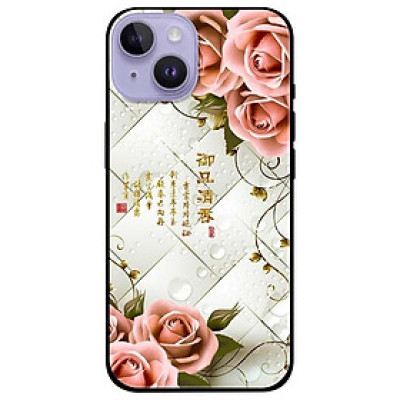 Ốp lưng dành cho Iphone 14 - Iphone 14 Plus - Iphone 14 Pro - Iphone 14 Pro Max - Hoa Hồng Nền Sọc Carô