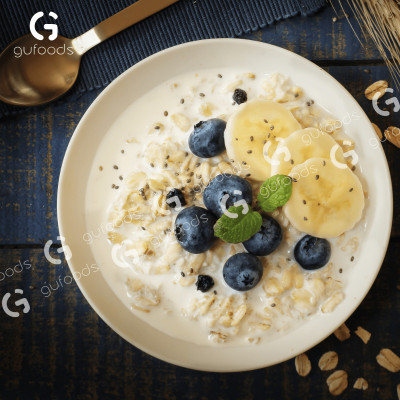 Bột Yến mạch ăn liền GUfoods - Nguyên liệu nhập khẩu, Bột đã chín, Giàu chất xơ & protein thực vật, Tốt cho sức khoẻ, Ăn kiêng, Healthy, Tập gym, Eat clean (túi 500g)