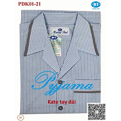 Bộ Pyjama HUONGTAM Kate tay dài nam cao cấp(PDK01N8). Chất liệu Kate loại tốt:  mềm mại, thoáng mát, không phai màu
