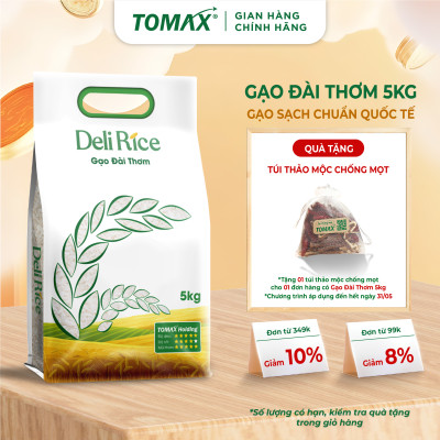 Gạo Đài Thơm TOMAX (5kg) - tơi xốp, dẻo cơm, thơm dịu