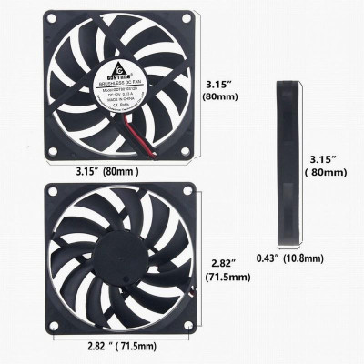 1 Pcs Gdstime 1Pin 801s 11V 80x80x1mm DC Computer Burshless Cooler Cooling Fan 80mm x 1mm 8cm