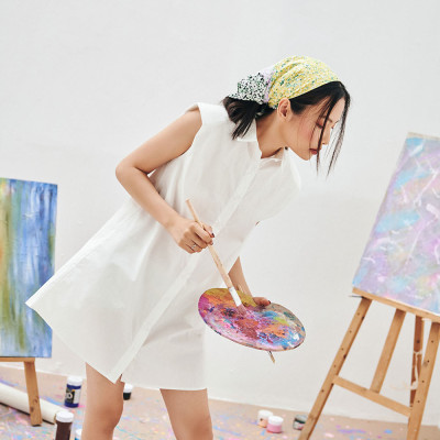 DOTTIE - Đầm sơ mi độn vai nữ DOTTIE trắng - D0058