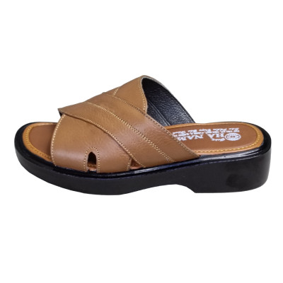 Dép Nam Quai Ngang Da Bò Thật HÀ NAM Đế Cao Dành Cho Người Thấp DN2041