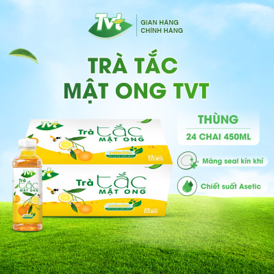 [Thùng 24 chai 450ml] Trà Tắc Mật Ong TVT tinh chất trà xanh, mật ong, quả tắc, mát lanh thanh khiết, tốt cho tim mạch