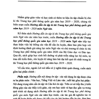 Hướng Dẫn Ôn Tập Kì Thi THPT Quốc Gia Năm Học 2019 - 2020 Môn Ngữ Văn