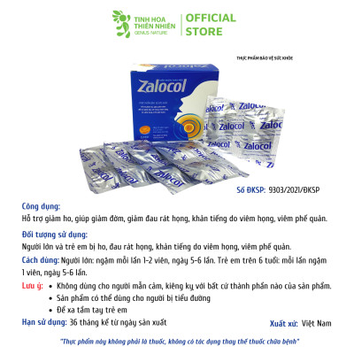 Combo 3 hộp viên ngậm Ho thảo mộc Zalocol Hỗ trợ giảm đờm, giảm đau rát họng, khản tiếng (Hộp 20 viên) - Genat