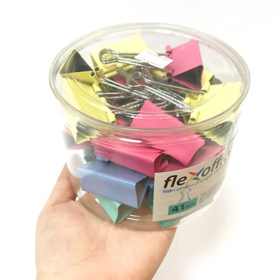 Kẹp Bướm Màu 41mm Flexoffice - FO-DCC05 (24 Chi Tiết)