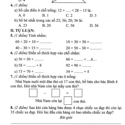 Bộ Đề Kiểm Tra Môn Toán Lớp 2 (Bám Sát SGK Kết Nối Tri Thức Với Cuộc Sống)