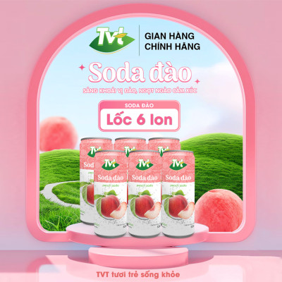 [Lốc 06 lon 320ml] Soda Đào TVT - Nước cốt đào tự nhiên cùng soda nhẹ nhàng