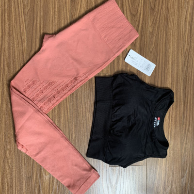 Set Bộ Quần Áo Tập Thể  Thao Nữ Gồm Quần Dài Và Áo Bra