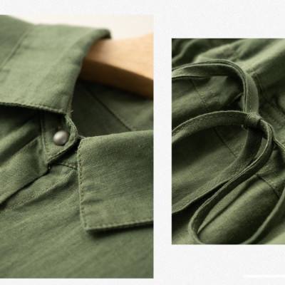 Váy sơ mi dáng suông công sở cổ đức 2 túi sườn, chất đũi mát thời trang trẻ trung, phong cách Hàn Da74